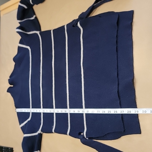 Rebecca Taylor Size Unknown Blue White Striped Turtleneck Sweater w/ Side Ties - Picture 12 of 14